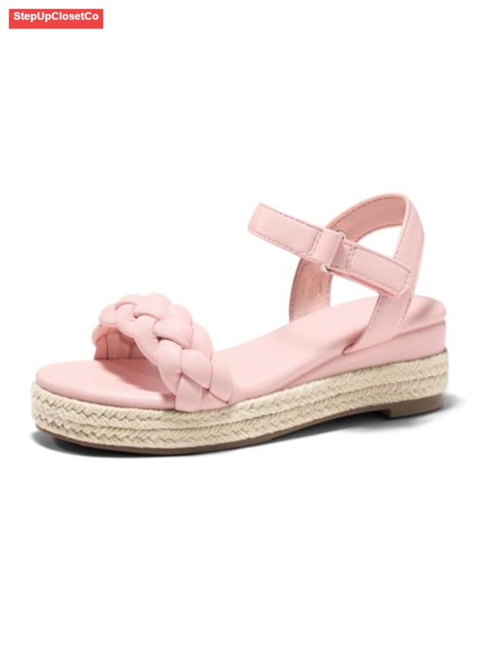 Girls Platform Sandals Espadrille Braid Open Toe Ankle Strap Wedge Sandals